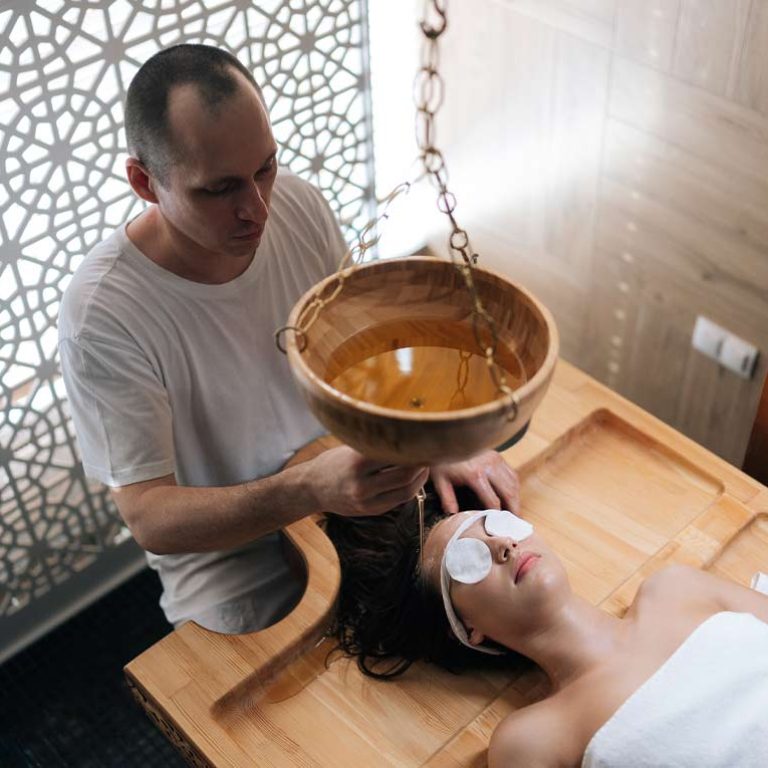 Shiro Abhyanga Ayurvedic head massage therapy at Brahmi Ayurvedic Healing center in Dubai